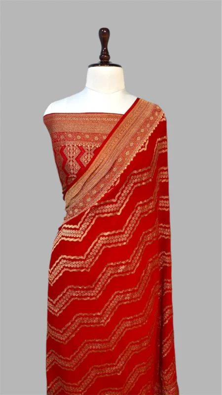 PURE KHADDI GEORGETTE HANDLOOM BANARASI SAREE