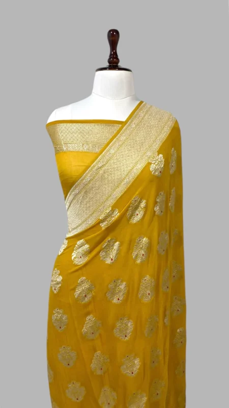 PURE KHADDI GEORGETTE HANDLOOM BANARASI SAREE