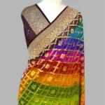 'SATRANGI' PURE KHADDI GEORGETTE HANDLOOM BANARASI BANDHANI SAREE