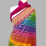 'RAINBOW' PURE KHADDI GEORGETTE HANDLOOM BANDHANI BANARASI SAREE