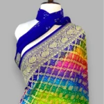 'RAINBOW' PURE KHADDI GEORGETTE HANDLOOM BANDHANI BANARASI SAREE