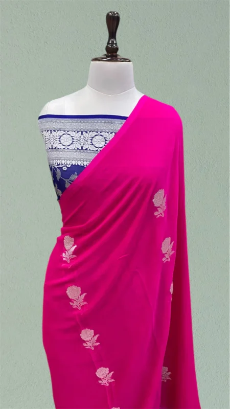 PURE KHADDI GEORGETTE HANDLOOM BANARASI SAREE