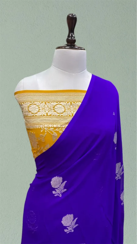 PURE KHADDI GEORGETTE HANDLOOM BANARASI SAREE