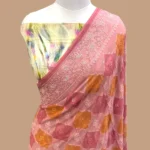 PURE VISCOSE GEORGETTE CHIKANKARI BANARASI SAREE
