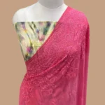 PURE VISCOSE GEORGETTE CHIKANKARI BANARASI SAREE