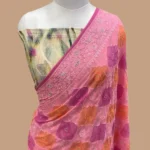 PURE VISCOSE GEORGETTE CHIKANKARI BANARASI SAREE