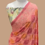 PURE VISCOSE GEORGETTE CHIKANKARI BANARASI SAREE