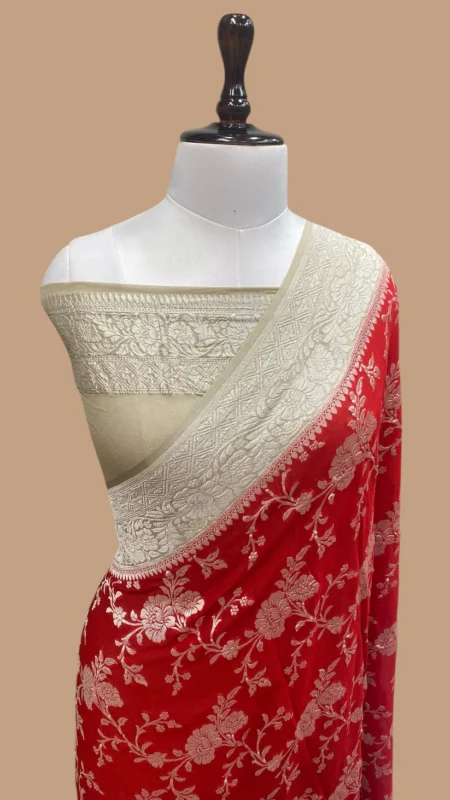 PURE KHADDI GEORGETTE HANDLOOM BANARASI SAREE