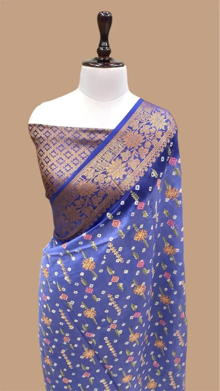 PURE COTTON SILK CHIKANKARI BANDHANI HANDLOOM BANARASI SAREE