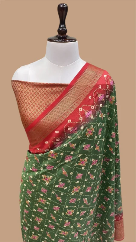 PURE COTTON SILK CHIKANKARI BANDHANI HANDLOOM BANARASI SAREE