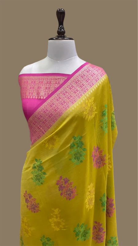 PURE CRAPE GEORGETTE HANDLOOM BANARASI SAREE