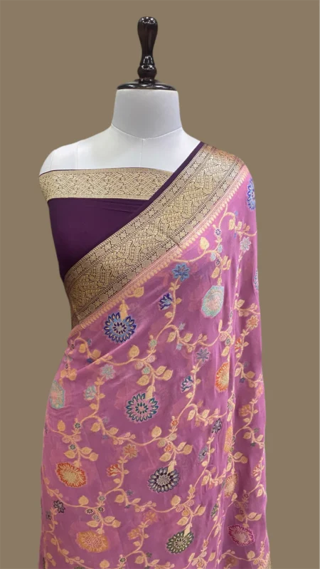 PURE KHADDI GEORGETTE TILFI HANDLOOM BANARASI SAREE