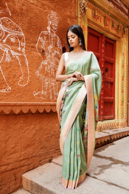 PURE BANARASI HANDWOVEN KADHUA TUSSAR SILK SAREE
