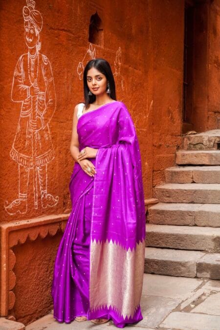 PURE BANARASI MOONGA TUSSAR SILK SAREE