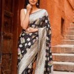 HANDWOVEN GEORGETTE HANDPAINTED BANARASI SAREE