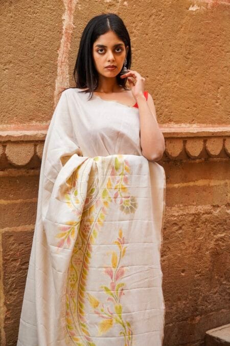 PURE BANARASI HANDWOVEN PEACH MOONGA SILK SAREE-Pure Banarasi Handloom kadhwa Moonga silk saree