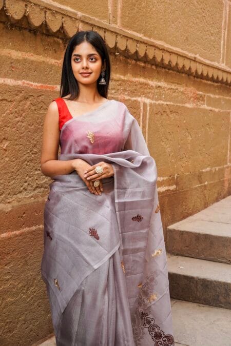 Pure organza silk chikankaari