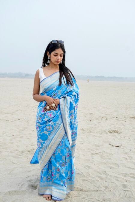 HANDWOVEN KATAN SILK JANGLA BANARASI SAREE