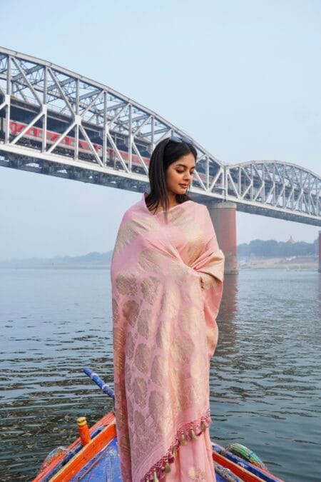 "RAJGHAAT" HANDWOVEN MOONGA SILK BANARASI SAREE