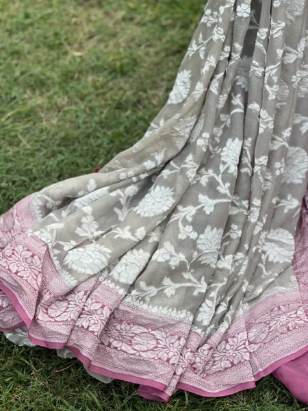 PURE BANARASI KHADDI CHIFFON SAREE