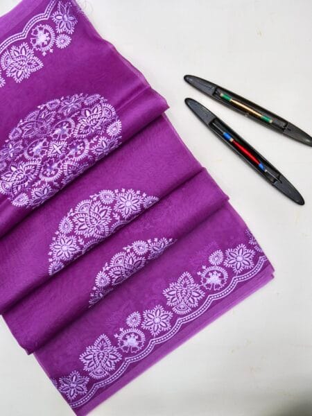 PURE BANARASI ORGANZA CHIKANKARI SAREE