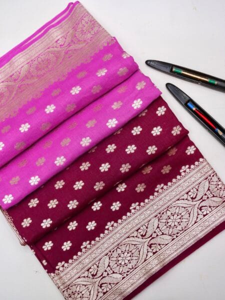 PURE BANARASI "BABY PINK VINE" MOONGA SILK SAREE