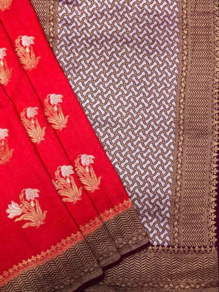 PURE BANARASI MOONGA SILK ALFI BUTTA SAREE