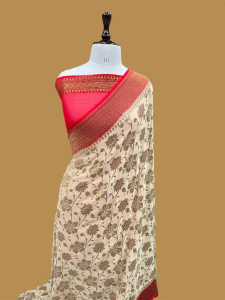 PURE BANARASI KHADDI CHIFFON SAREE