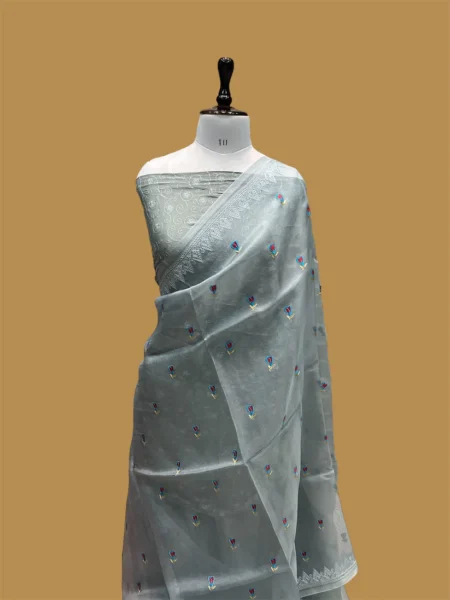 PURE BANARASI KORA CHIKANKARI SAREE