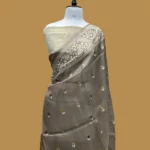 PURE BANARASI KORA CHIKANKARI SAREE