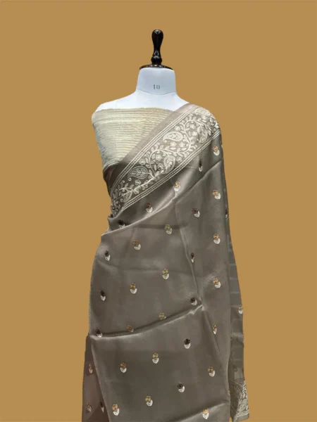 PURE BANARASI KORA CHIKANKARI SAREE