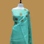 PURE BANARASI ORGANZA JHAAD CHIKANKARI SAREE