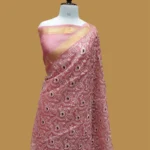 PURE BANARASI KORA KASHMIRI CHIKANKARI SAREE