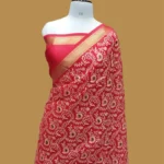 PURE BANARASI KORA KASHMIRI CHIKANKARI SAREE