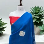 'GERMAN BLUE' PURE KORA HANDLOOM BANARASI SAREE