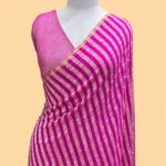 'HOT PINK' PURE MASHRU SILK HANDLOOM BANARASI STRIP SAREE