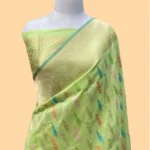 ‘PISTACHIO GREEN' PURE KATAAN SILK HANDWOVEN JANGLA BANARASI SAREE
