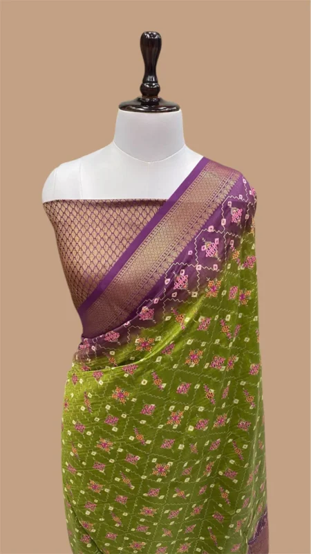 PURE COTTON SILK CHIKANKARI BANDHANI HANDLOOM BANARASI SAREE