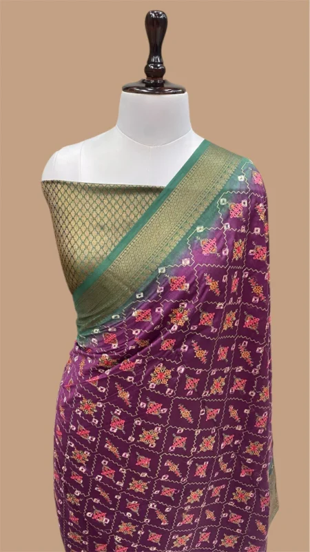 PURE COTTON SILK CHIKANKARI BANDHANI HANDLOOM BANARASI SAREE