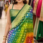 'SATRANGI' PURE KHADDI GEORGETTE HANDLOOM BANDHANI BANARASI SAREE