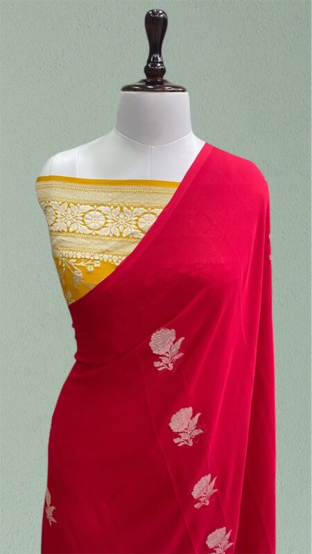 Pure khaddi georgette handloom banarasi saree