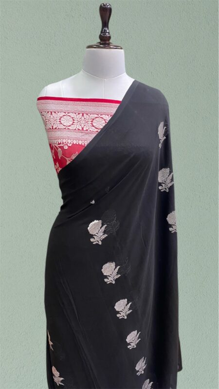 Pure khaddi georgette handloom banarasi saree