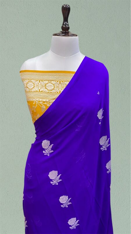 Pure khaddi georgette handloom banarasi saree