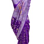 Handwoven pure moonga silk handpainted banarasi saree