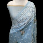 Pure organza chikankaari banarasi saree