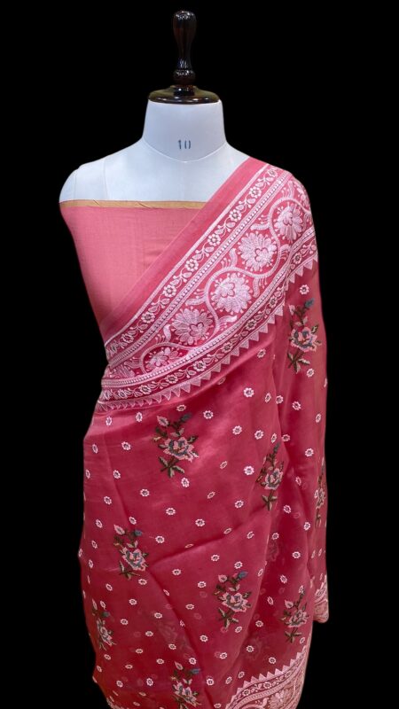 Pure organza chikankaari banarasi saree