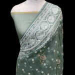 Pure organza chikankaari banarasi saree