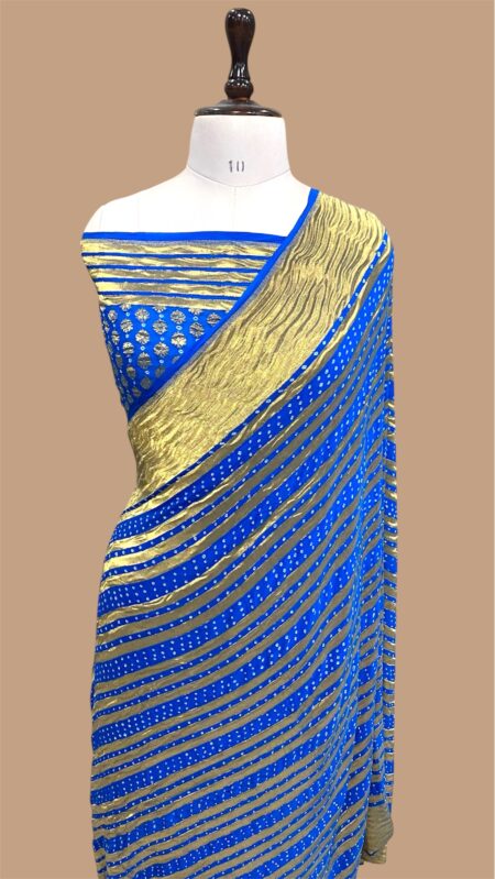 Pure khaddi georgette handloom banarasi bandhej saree
