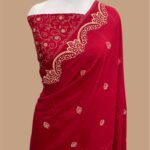 Pure moonga silk handloom banarasi chikankari saree
