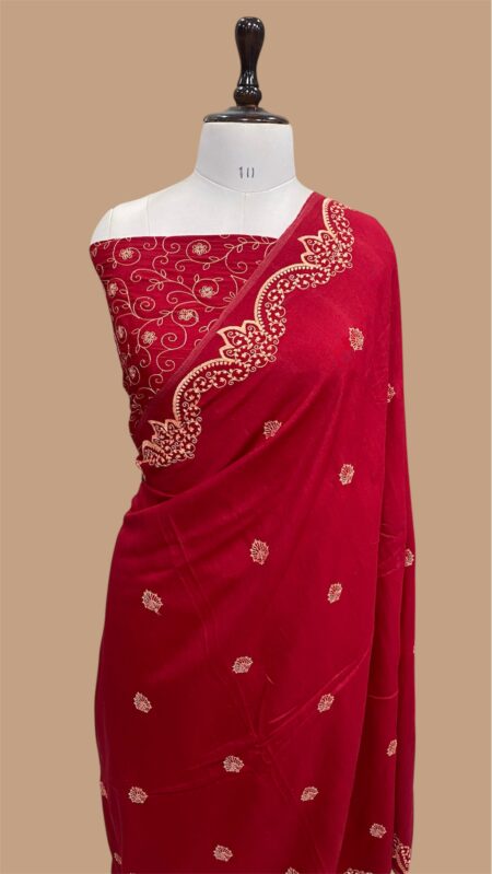 Pure moonga silk handloom banarasi chikankari saree